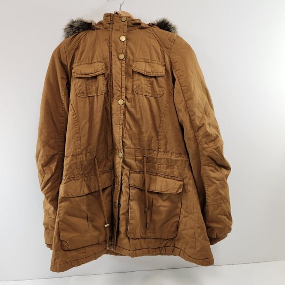 YMI Tan Parka w/ Removable Faux Fur Hood Large - Picture 1 of 14